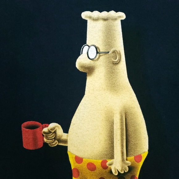 Vintage 90s Dilbert Casual Day Polka Dot Boxers Coffee Tultex USA T-shirt - Picture 3 of 9